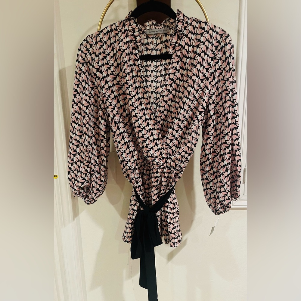 Danny & Nicole Black, Pink and Cream Floral Blouse